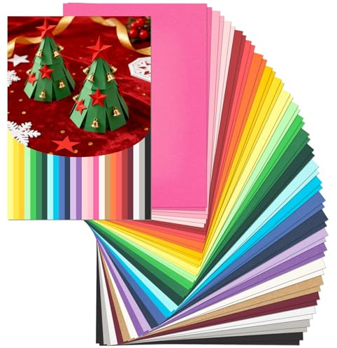 OWLKELA 50 Blatt Tonpapier A4 Bunt, 25 Farben, 230g/m² Bastelpapier, Mehrzwecks Tonkarton A4 Bunt, Buntes Papier für DIY, Origami & Kartenherstellung