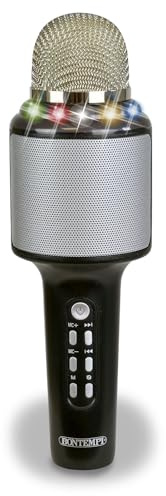 Bontempi | StarSync Karaoke - Drahtloses Mikrofon mit Lautsprecher und Lichteffekten für unbegrenzte Karaoke, 65x215x65 mm