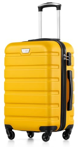 COOLIFE Handgepäck Koffer für EasyJet, 56cm M, PC+ABS, Hartschale, Leicht Robuster, Reisekoffer mit 360° Spinner Räder, YKK Reißverschluss, TSA Zahlenschloss, Gelb