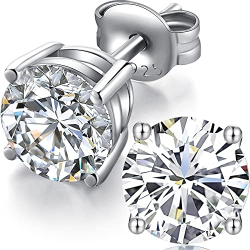 Ohrstecker Silber 925 Herren Diamant Ohrstecker Men Silver Earrings Herren Diamant Ohrringe Weißgold Zirkonia Nickelfrei Männer Ohrringe CZ