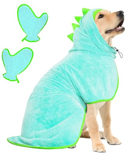Bibykivn Bademantel für Hunde, Hundebademantel Aus Mikrofaser, Verstellbares Halsband Mit Klettverschluss Schnell Trocknend Badetuch für Große Mittelgroße Kleine Hunde/Katze (Blau, XL)