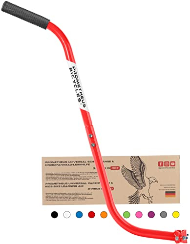 PROMETHEUS BICYCLES Fahrradstange für Kinderfahrrad | Schiebestange Kinderfahrrad | universal Schubstange Fahrrad Kinder teilbar rutschfest stabil - Rot
