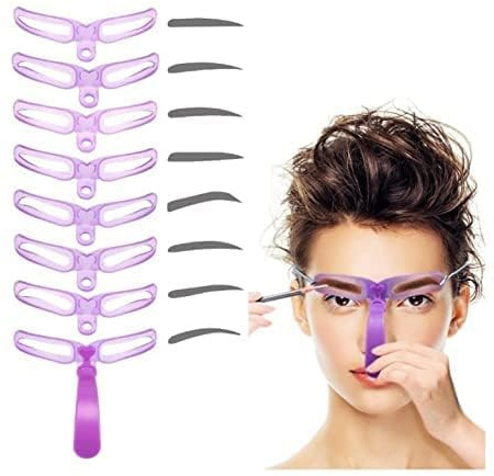 Augenbrauenformungs-Set, Augenbrauen-Vorlage, 8 Stile, wiederverwendbare Augenbrauenschablone mit Griff und Riemen, waschbar, Augenbrauenfarbe, Augen