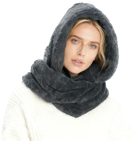 Lina & Lily Kapuzenschal Damen Winter Loop Schal aus Kunstfell