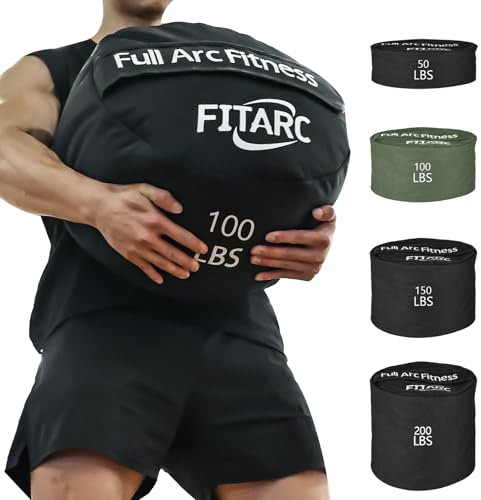 Fitarc Sandsack Fitness Krafttraining Sandbag Sandsack Training Strongman Sandbag Workout Sandbag(Schwarz, 100LB)