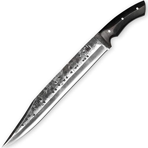 Hobby Hut HH-101, Handgemachtes Jagdmesser mit Scheide, 1095 Stahl, Bowiemesser, Micarta Griff, lederscheide