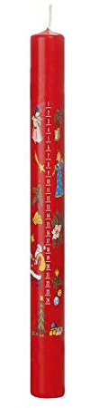 Weihnachtskerzen Adventskalenderkerze Stabkerze Rot 1-24, 250 x 23 mm, Kalenderkerze Advent
