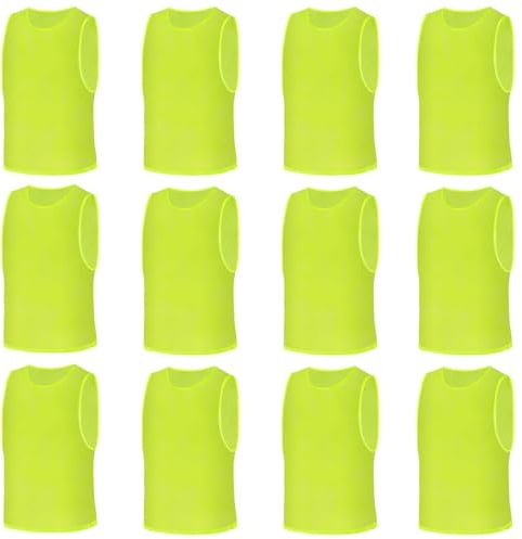 AUYAO Fussballtraining Leibchen Fubball Kinder 12PC Mesh Trimmage Trainingsleibchen Fußball Trainingsweste Herren Sport Markierungshemd Damen Westen Fussball Volleyball Basketball Teamtraining L,Grün