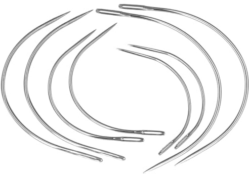 8 Stück Gebogene Nadeln Set Rund Leder Sattlernadel Stahl Polsternadel Nähnadeln zum Nähen Perücke C Gebogene Nadeln Extensions Nadeln Leder Nähen Nadeln Dünn