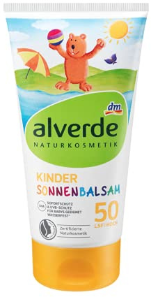 alverde NATURKOSMETIK Kinder Sonnenschutz Sonnenbalsam, LSF 50 HOCH, 150 ml | Sonnenschutz