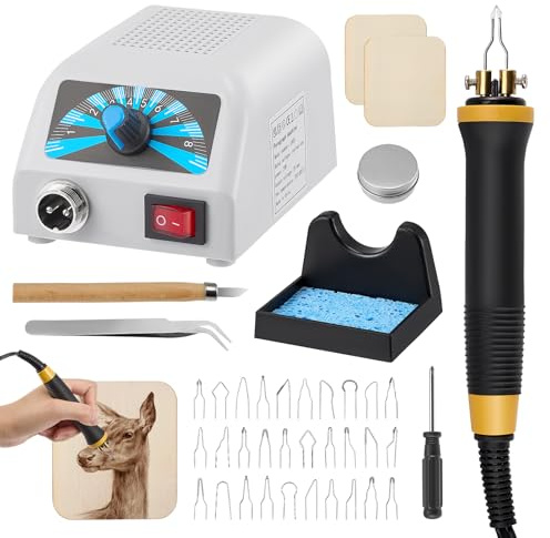 Brandmalkolben, Brandmalerei Set, Holzverbrennungsset 280-800°C mit 30 Spitzen - Pyrographie Set für Holz & Leder, Temperaturregelung Lötstation Lötkolben Set für Anfänger & Profis DIY
