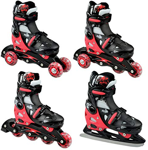 RAVEN 4in1 Inline Skates Triskates Rollschuhe Schlittschuhe Inliner für Kinder Mädchen Jungen verstellbar