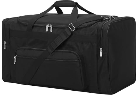 75L Sporttasche Reisetasche Fitness Tasche mit Schultergurt Wochenendtasche für Herren (Schwarz, 75L)