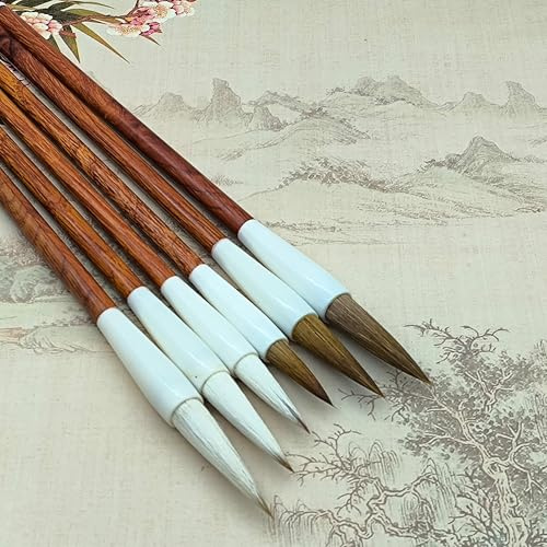 XCSJ 6 Pcs Chinesisches Kalligraphie Pinsel, 3 Größen, 2 Material | Chinesisches Pinselset, Professionelle Sumi Pinsel Für Anfänger, Studenten, Künstler, Kalligraphie und Malerei