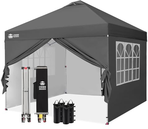 CROWN SHADES Pavillon 3x3 m Pop-Up wasserdicht mit 4 Seitenteilen | Pop up Gartenpavillon UV Schutz 50+, Partyzelt Für Outdoor Camping, 3-Fach Höhenverstellbar, Pavillion mit Tragetasche