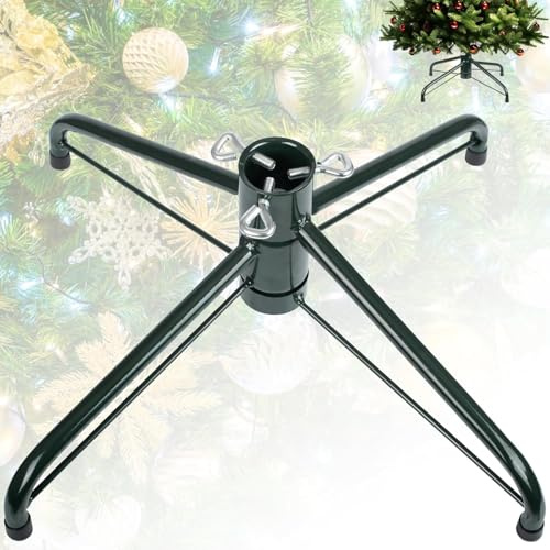 LATERN Faltbarer Weihnachtsbaumständer, 40CM Metall Weihnachtsbaumhalter Ersatz Weihnachtsbaumhalterung mit Flügelschraube Passend für 1,3CM - 3,2CM Baumstangen, 120CM - 180CM Kunstbaum (Dunkelgrün)