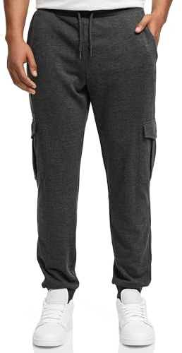 Indicode Herren Bendner Cargo Jogginghose | Trainingshose Jogger Freizeithose für Männer Charcoal Mix, XL