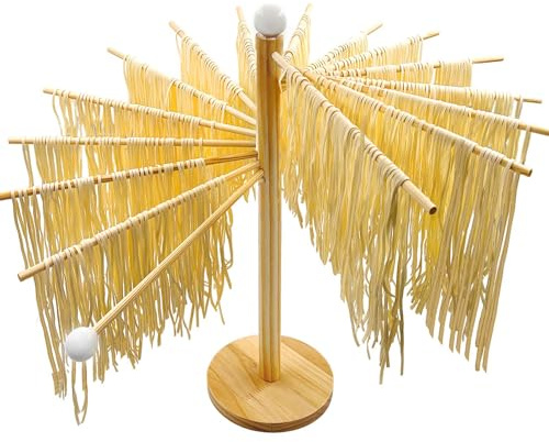 Daily Treasures Holz-Nudeltrockner mit 16 Stangen (30cm), großer Kapazität Nudeltrockengestell für Spaghetti Tagliatelle, einfach zu transportieren für Trocknen und Kochen, für den Hausgebrauch
