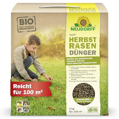 Neudorff Azet HerbstRasenDünger, 5kg, Rasendünger Herbst, Rasenpflege, Braun