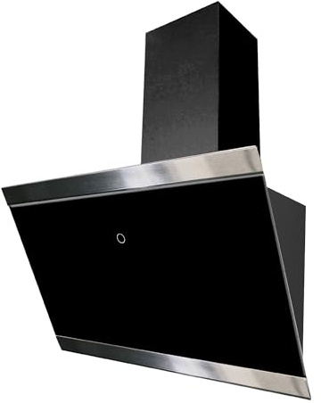 Respekta Dunstabzugshaube kopffrei / Dunstabzugshaube schräg 60 cm / Glasschirm mit Edelstahlrahmen in Schwarz / Abluft - und Umluftfunktion / CH89060S / A++ / 39–59 dB