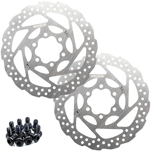 myBESTbike Bremsscheibe für Fahrrad, 140/160/180 mm, 2 Stück, Edelstahl, Fahrrad-Rotoren mit 12 Stück T25 M5 x 10 mm Schrauben für Fahrrad, Mountainbike, MTB, BMX