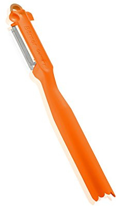 Börner Kombischäler • Universalschäler mit rostfreier Edelstahl-Klinge • Sparschäler für Gemüse & Obst • Gemüseschäler für schälen, ausstechen & garnieren • Schäler (Orange)