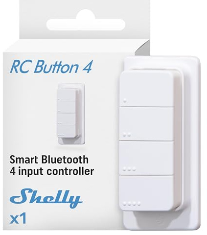 Shelly BLU RC Button 4, Bluetooth-Fernbedienung mit Magnethalterung, Szenenaktivierung, Einfache Steuerung, Multiklick-Aktionsauslöser, Beacon-Modus, Alexa & Google, Bluetooth Gateway Erforderlich