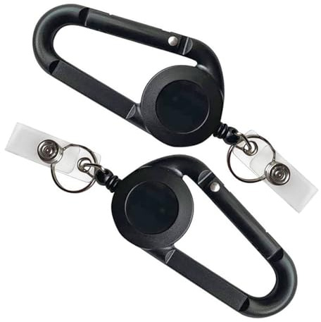 SZWLJ Schlüsselanhänger Ausziehbar Schwarz | Schlüsselband ausziehbar 65cm, Ausweis Jojo, Kartenhalter Ausweis, mit Karabiner