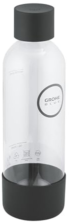 GROHE Blue Fizz, Wasserflasche aus BPA-freiem PET, Fassungsvermögen 850ml | Trinkflasche für unterwegs, kompatibel mit GROHE Blue Fizz Wassersprudler, nicht spülmaschinenfest (schwarz, 41250K00)
