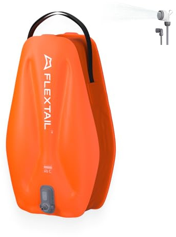 FLEXTAILGEAR Tragbare Campingdusche 20L mit integrierter Elektropumpe, 2500mAh Akku, 2 Geschwindigkeiten, IPX7 wasserdicht, Outdoor-Dusche für Wandern, Reisen, Auto & Haustierpflege