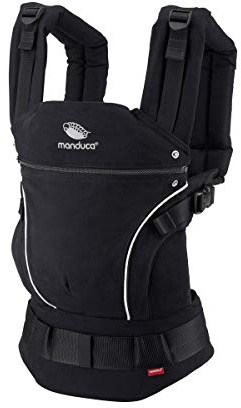 manduca FIRST Babytrage > Night Black < Baby- und Kindertrage mit Rückenverlängerung & ergonomischen Hüftgurt für Kinder von 3,5 bis 20kg (schwarz)