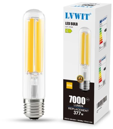 LVWIT E40 LED Lampe T46, Vintage Glühbirne in Röhrenform, Retro Beleuchtung, 41W ersetzt 377W, 7000 Lumen, E40 Filament LED warmweiß 2700K, Edison Leuchtmittel Glühbirne T46, 1er Pack