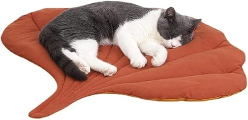 7WUNDERBAR Katzenbett Katzenkissen Weich waschbar, Katzenschlafplatz Katzenkorb Katzensofa Katzendecke Hundebett für Kleine Hunde Haustierbett (Ginkgoblätter)