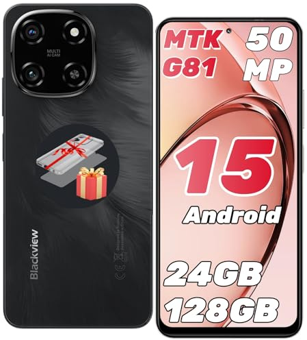 Blackview Color 6 Handy Ohne Vertrag 24GB+128GB/2TB, Smartphone Ohne Vertrag MTK G81 Octa Core 50MP+13MP, Android 15, 6.67 90Hz Android Handy 5000mAh Dual SIM/Fingerabdruck/Face ID/GPS/OTG