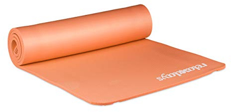 Relaxdays Yogamatte, 1 cm dick, für Pilates, Fitness, gelenkschonend, mit Tragegurt, Gymnastikmatte 60 x 180 cm, orange