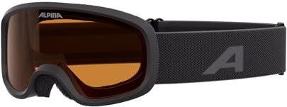 ALPINA PINEY 2.0 - Beschlagfreie, Extrem Robuste & Bruchsichere Skibrille Mit 100% UV-Schutz Für Kinder, black matt