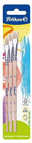 Pelikan Borstenpinsel-Set Sorte 613F mit 3 Borsten-Pinseln (Größe 8, 10 und 12), 3 Stück
