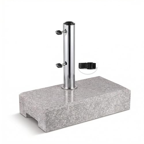 Sunula Granit Sonnenschirmständer für Balkon & Garten – Stabiler 25kg Sockel mit Edelstahlrohr für Schirme bis 22-38mm | halb-Sockel Terrassenplatte 45x22.5cm