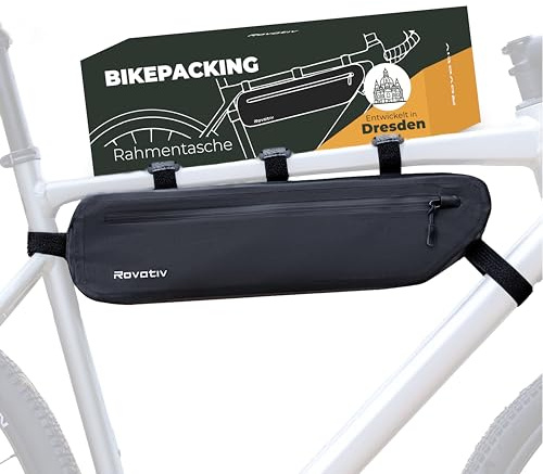 Rovativ® - Bikepacking Rahmentasche [42cm] 100% Wasserdicht, für Gravelbike | Frame Bag | Gravelbike, Rennrad, MTB | Robustes TPU-Gewebe | Entwickelt in Dresden