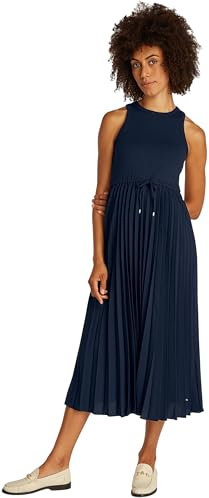 Tommy Hilfiger Damen Kleid Midi Dress Ärmellos, Blau (Dark Night Navy), XL