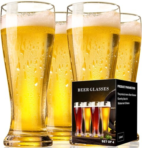 ParaCity Biergläser 420ML, Weizenbiergläser 0,42L, Bierkrug Gläser Set, Bierglas Trinkset, Weizengläser Geschenk für Männer (2)