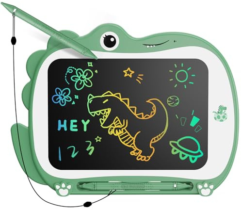 Genialba 8,5 Zoll Dinosaurier-LCD-Zeichentablett, Schreibtafel, Kleinkindspielzeug, Lernspielzeug, Geschenke zum Geburtstag, Weihnachten, Spielzeug, für 2 3 4 5 6 Jahre alte Jungen und Mädchen (Grün)