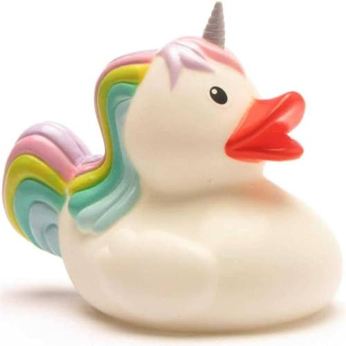 Duckshop I Badeente Einhorn I Quietscheente I L: 10 cm Quietscheentchen I Geschenk Kinder I Präsent Mädchen I Sammler
