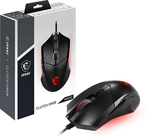 MSI Clutch GM08 Gaming Maus (kabelgebunden, PAW-3519 Sensor, 200-4200 DPI, 6 Tasten, schwarz, RGB Light)