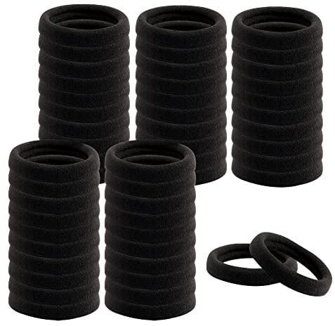 100 Stück Haargummis Schwarz, 4,5 Cm Baumwolle Elastisch Für Damen & Herren | Nahtloses Baumwollmaterial, Weich & Dehnbar, Kein Ziepen, Spurloser Halt, Für Alltag, Sport, Make-Up & Dusche