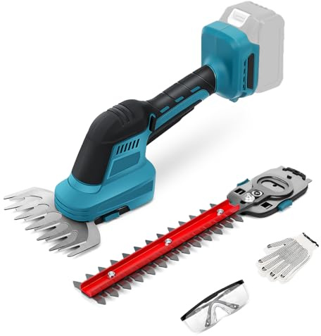 2-in-1 Akku Heckenschere kompatibel mit Makita 18V | Grasschere & Strauchschere, Rasenmäher für Rasen Hinterhof Garten, 24cm & 13.5cm Schnittbreite