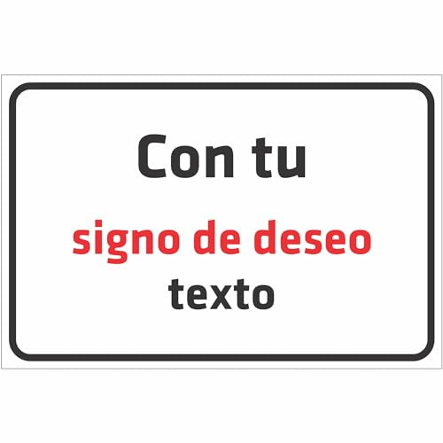 INDIGOS UG - Schilder selbst gestalten - Schild personalisiert aus Aluverbundplatte - 5 Größen mit Wunschtext oder Namen - für Garage, Parkplatz, Schule, Firma, Hotel, Carport