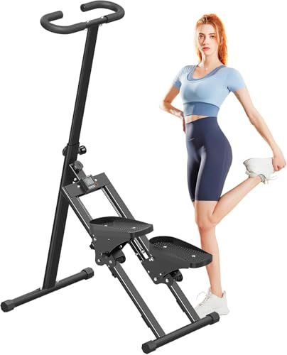 HOFTME Treppensteiger für Zuhause, Treppensteiger, faltbar, großes Pedal, vertikale Klettermaschine für Ganzkörpertraining, Stepper für Training zu Hause mit 110 kg Tragkraft (Schwarz)