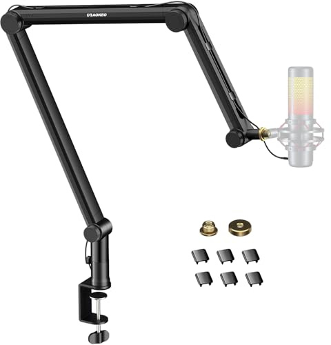 Aokeo AK-49 Microphone Stand Arm for HyperX QuadCast, SoloCast, Elgato Wave, Shure SM7B, Blue Yeti, Blue Snowball, Broadcast, Studio Program Recording