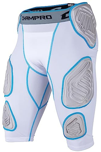 Champro Jungen Bull Rush 7-Pad Kompressionsgürtel, groß, weiß, Grauer Einsatz